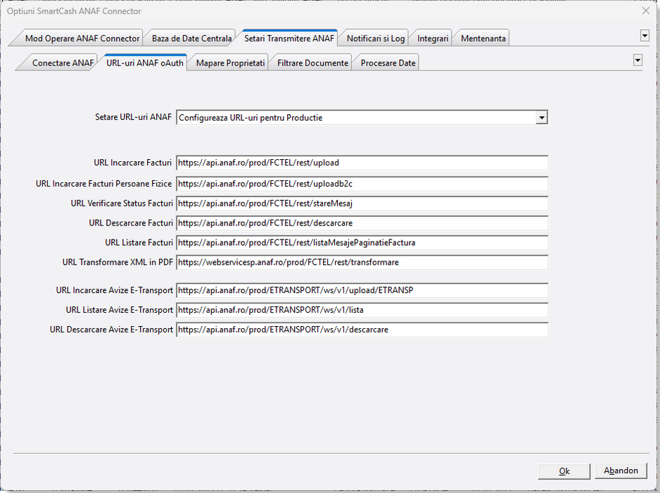 SmartCash_Anaf_Connector_setari_transmitere_anaf_url-uri_anaf_oAuth